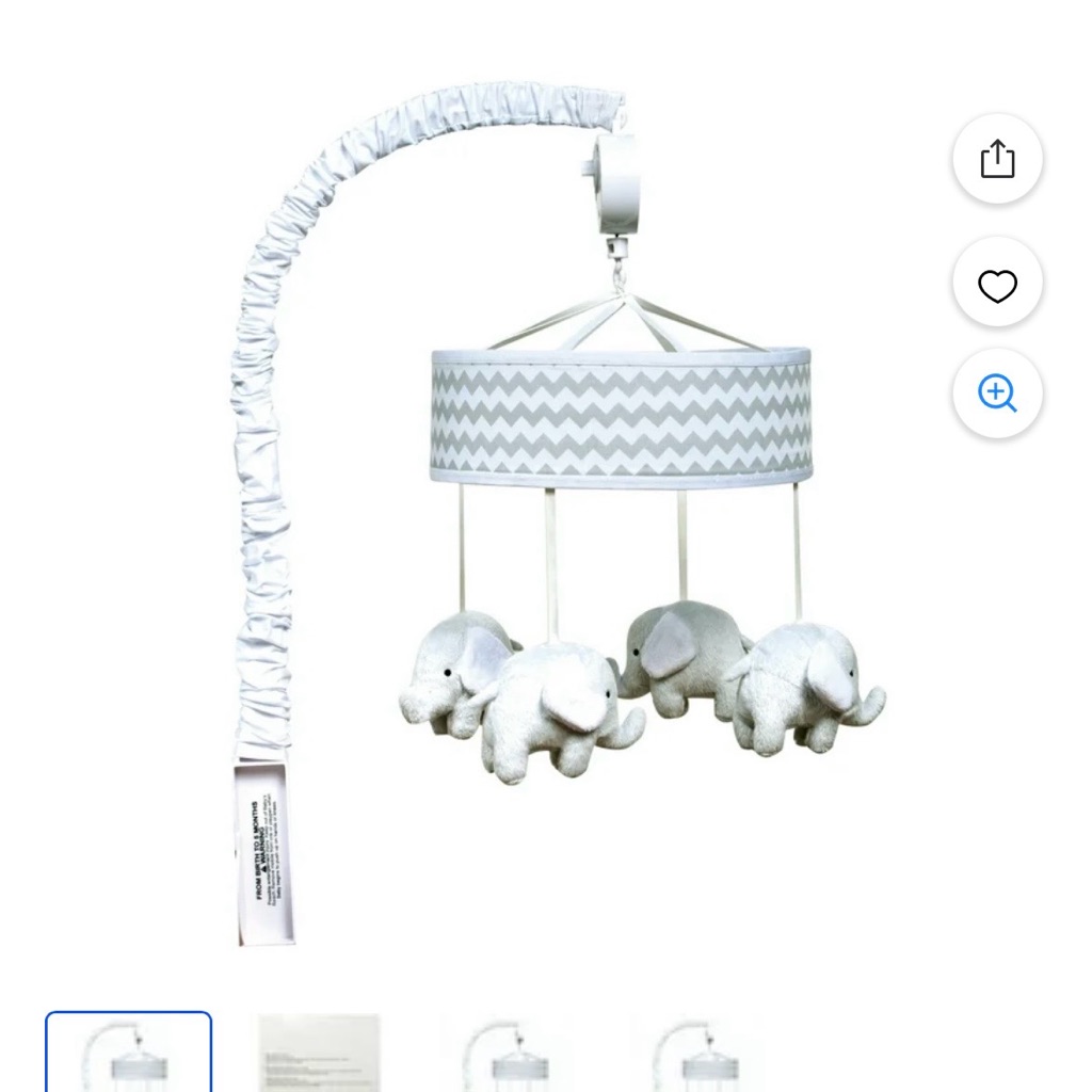 Trend Labs Gray Elephant Crib Mobile Brand New Still In Box